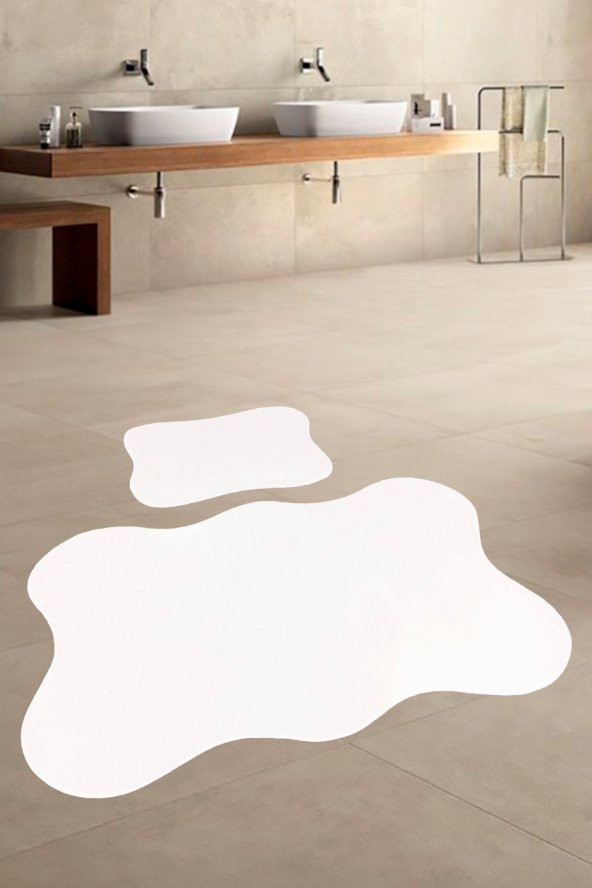 Anatolia 2li Krem 80x140 + 50x70 cm Büyük Ebat Banyo Paspası Seti Kaymaz Tabanlı Klozet Takımı ürün görseli 1