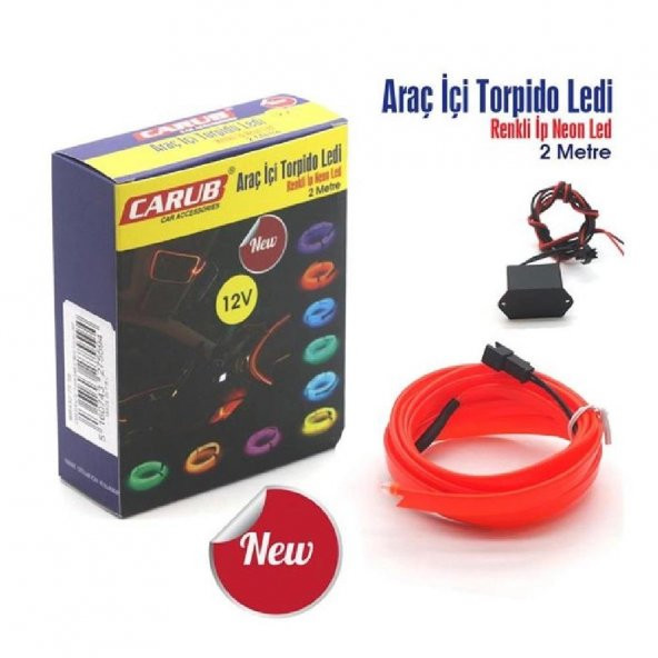 CARUB Araç İçi Torpido Ledi 12v İp Neon Kırmızı 2MT ürün görseli 1