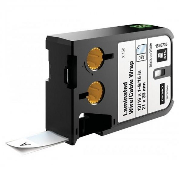 Dymo XTL Lamine Tel/Kablo Etiketi 21x39 MM Beyaz/Siyah 150 Etiket ürün görseli 1