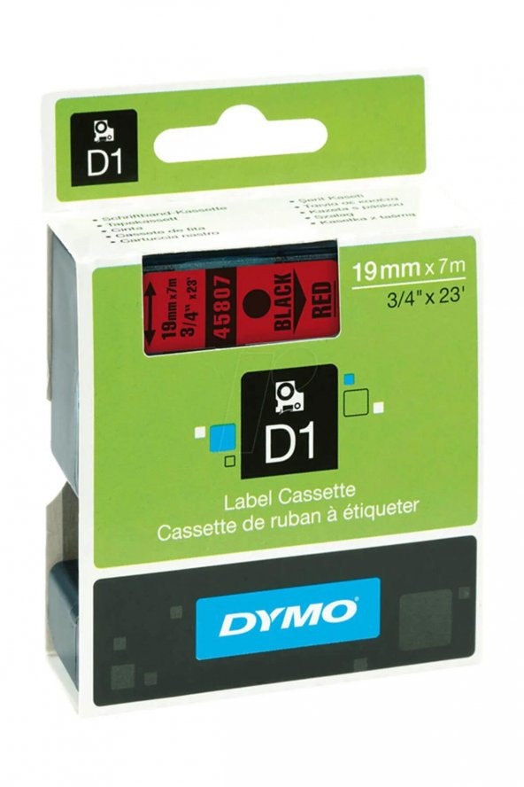 Dymo D1 Şerit 19 Mm x 7 Metre Kırmızı/ Siyah D1 Şerit Etiket Yedeği ürün görseli 1