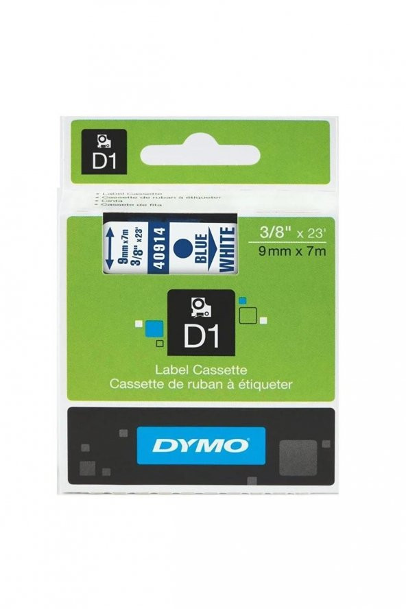 Dymo D1 Şerit 9 MM x 7 Metre Beyaz/Mavi D1 Yedek Şerit ürün görseli 1