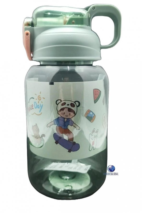 Vagonlife Kilitli Kapak ve Kalın Pipetli 600 ML Suluk (Karışık Renk 1 Adet) ürün görseli 1