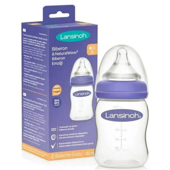 Lansinoh 75580 Natural Wave Silikon Uçlu Biberon 160ml ürün görseli 1