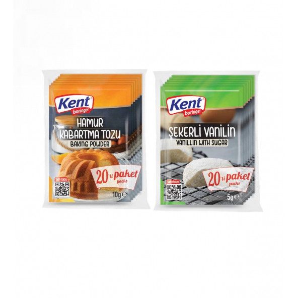 Kent Boringer Şekerli Vanilin  + Hamur Kabartma Tozu 20'li Paket ürün görseli 1