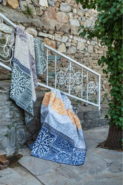 Çift Kişilik Pamuklu Battaniye 200x220 Karışık Desen ürün görseli 1