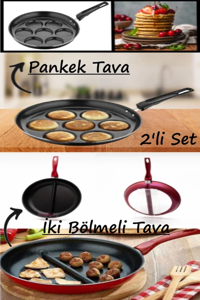 2'li Tava Seti Pankek Ve Cingöz Tava Set Kahvaltı Ve Bölmeli Köfte Tavası Ramazan Özel Iftar Sahur ürün görseli 1