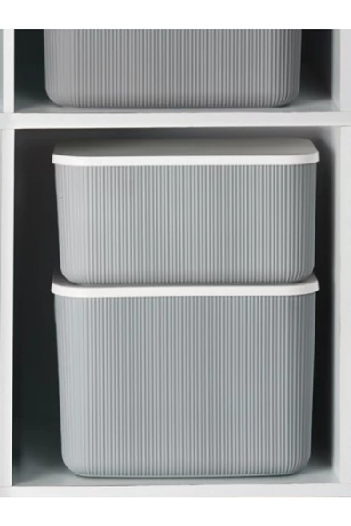 2 Li Saklama Kabı Seti Storage Set Gri 1 13 Litre 21 Litre Storage Dolap Düzenleyici Kapaklı Kutu ürün görseli 1
