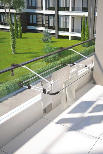 Dirsekli Katlanabilir Balkon Çamaşır Kurutmalığı ürün görseli 1