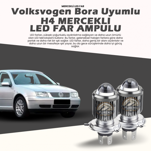 Vw Bora Uyumlu Mercek Led Xenon Uzun - Kısa Çift Renk Şimşek Etkili ürün görseli 1