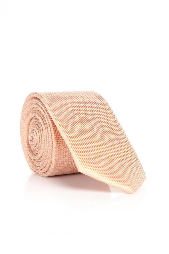 Pudra Slim Fit Düz Renk Dokuma Kravat / DDK-38 ürün görseli 1