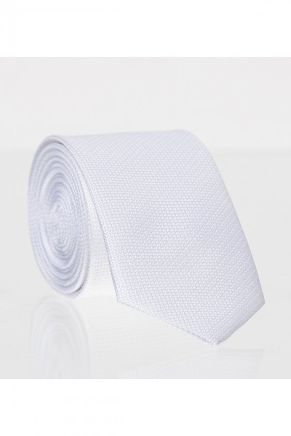 Beyaz Slim Fit Düz Renk Dokuma Kravat / DDK-49 ürün görseli 1