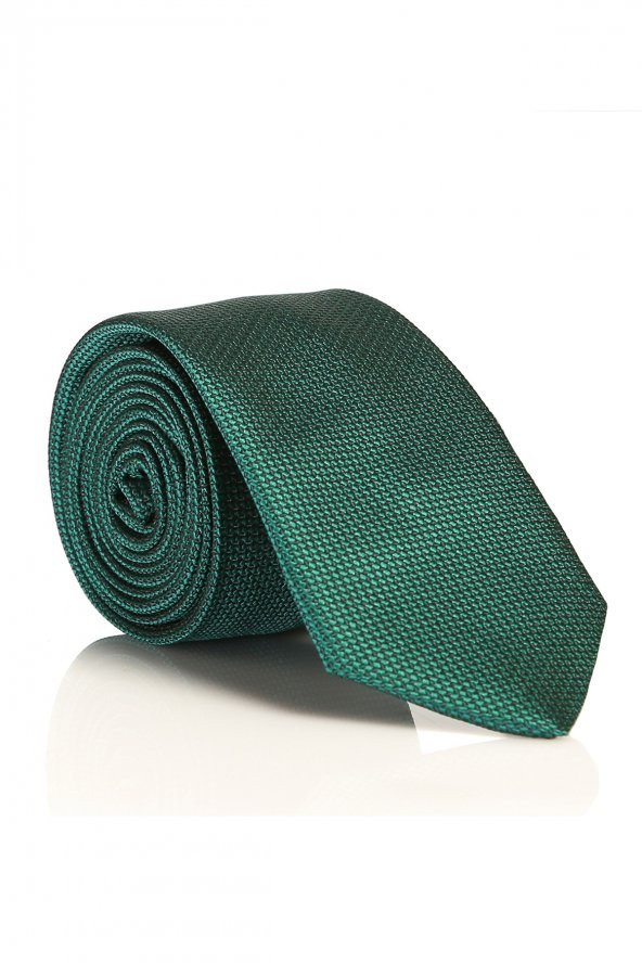 Zümrüt Yeşil Slim Fit Düz Renk Dokuma Kravat / DDK-28 ürün görseli 1