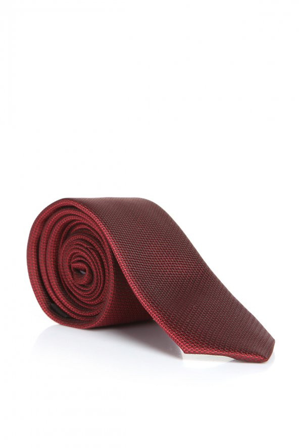Bordo Slim Fit Düz Renk Dokuma Kravat / DDK-19 ürün görseli 1