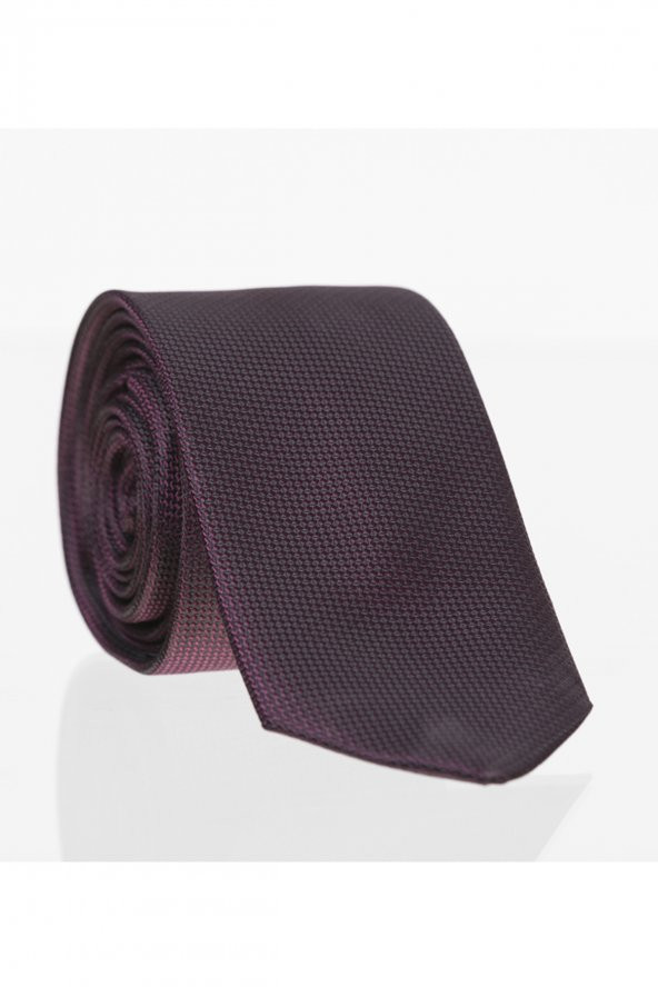 Koyu Mürdüm Slim Fit Düz Renk Dokuma Kravat / DDK-14 ürün görseli 1