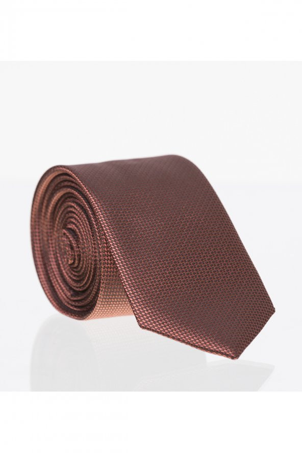 Kiremit Slim Fit Düz Renk Dokuma Kravat / DDK-04 ürün görseli 1