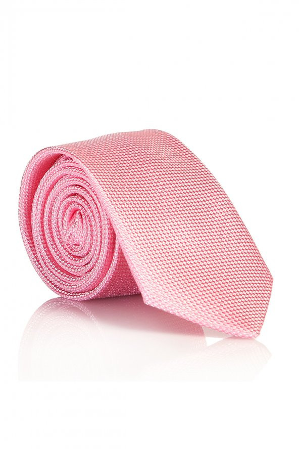 Pembe Slim Fit Düz Renk Dokuma Kravat / DDK-18 ürün görseli 1