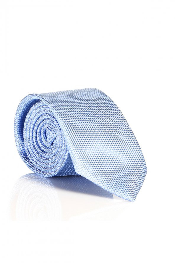 Açık Mavi Slim Fit Düz Renk Dokuma Kravat / DDK-10 ürün görseli 1