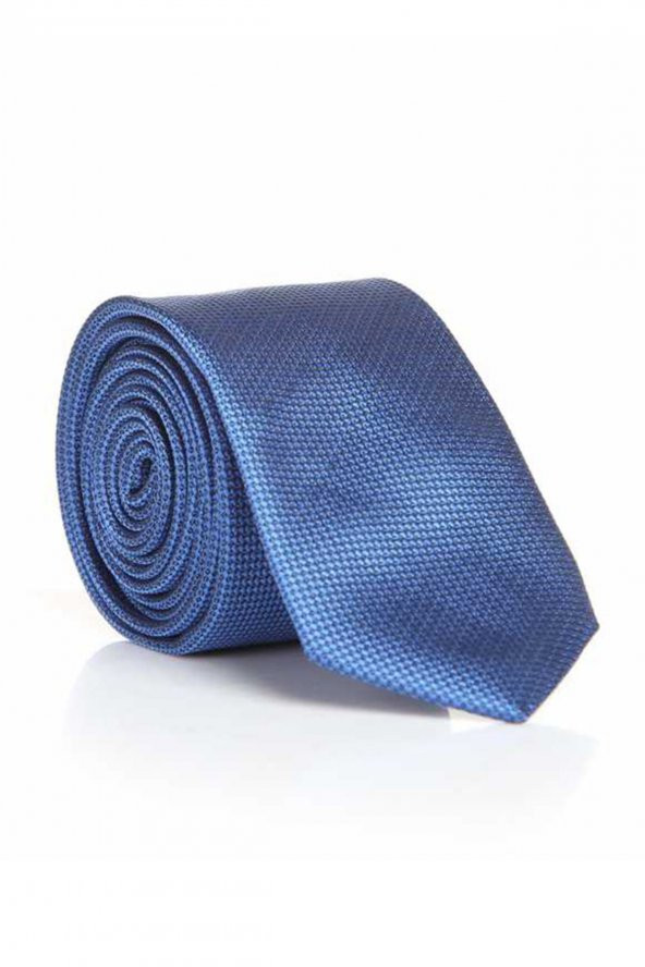 İndigo Mavi Slim Fit Düz Renk Dokuma Kravat / DDK-01 ürün görseli 1