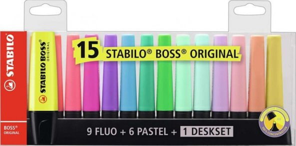 Stabilo Boss Original Deskset Işaretleme Kalemi Masa Seti 9 Fosforlu 6 Pastel 15 Renk ürün görseli 1