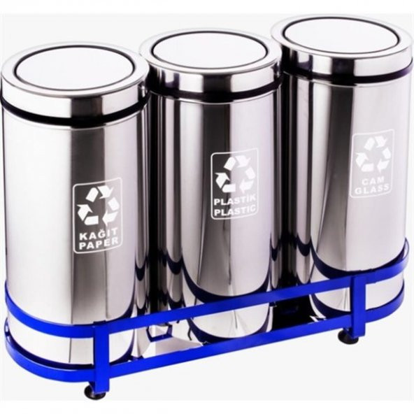 GERİ DÖNÜŞÜM 3'LÜ DÖNER KAPAKLI PLX-3561-3 ürün görseli 1