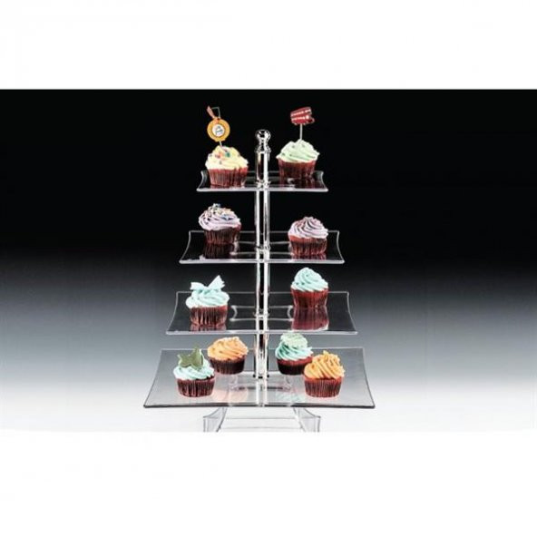 POLYCARBONAT TEPSİLİ 4  KATLI TEŞHİR STANDI(20-25-30-35 CM ) ürün görseli 1