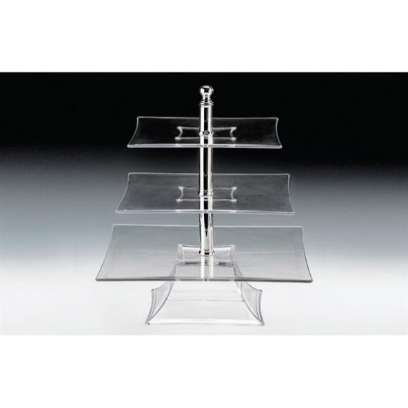 POLYCARBONAT TEPSİLİ 3  KATLI TEŞHİR STANDI(25-30-35 CM ) ürün görseli 1
