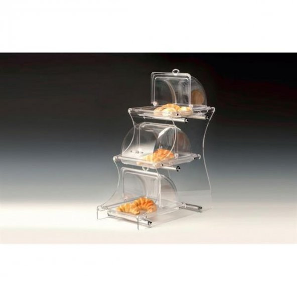 3 KATLI POLYCARBONAT GN 1/2 FANUSLU TEŞHİR STANDI ürün görseli 1