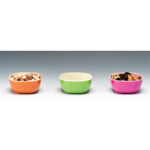 RENKLİ OVAL BAMBU ÇEREZLİK-PEMBE-ORANJ-YEŞİL ürün görseli 1