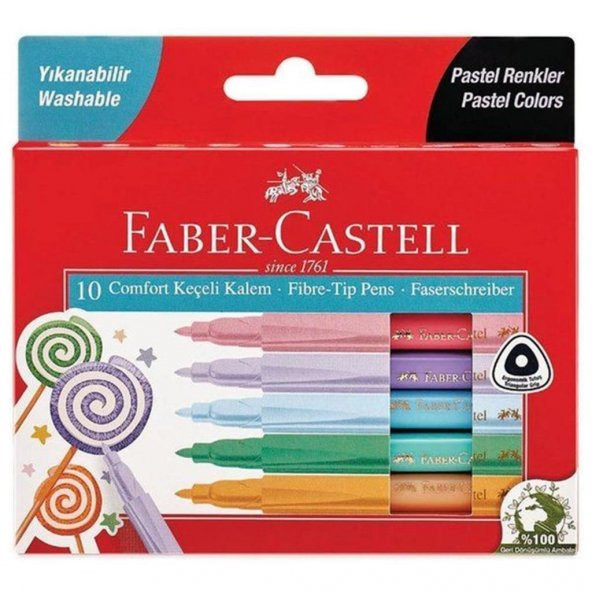 Faber-Castell Comfort Keçeli Kalem Pastel Renkler 10 Lu ürün görseli 1