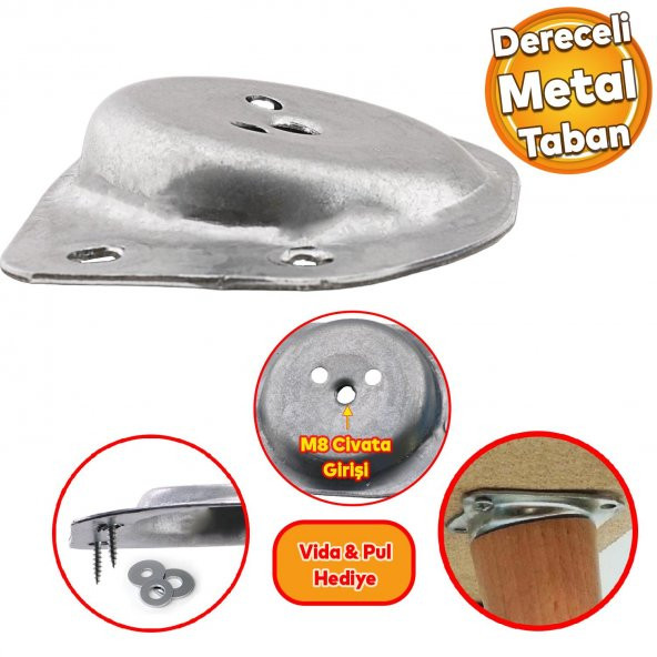 Mobilya Masa Sehpa Ayağı Bağlantı Aparatı Açılı Dereceli Ayak Tabanı Metal ürün görseli 1