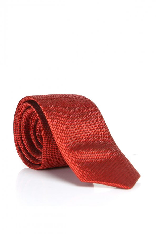 Kırmızı Slim Fit Düz Renk Dokuma Kravat / DDK-20 ürün görseli 1