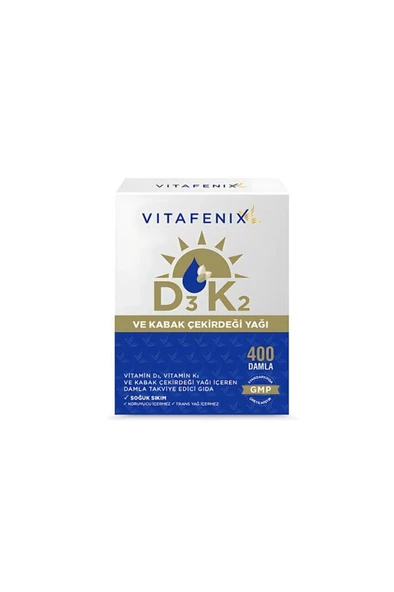Vitafenix D3 K2 Ve Kabak Çekirdeği Yağı 400 Damla 20 Ml - SKT:05/2029 ürün görseli 1