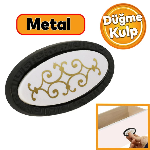 Seçil Düğme Kulp Çekmece Dolap Dolabı Kapak Kulpu Kulpları Kulbu Metal Siyah Gold Mobilya Mutfak ürün görseli 1
