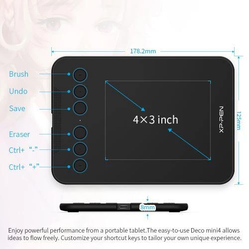 XP-Pen Deco Mini 4 Android, Windows Uyumlu Grafik Tablet - Resim 2