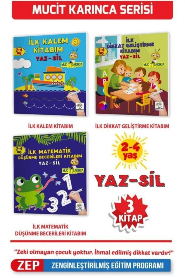 2-4 Yaş–mucit Karınca Serisi Yaz-sil Kitaplar-ilk Kalem, Çizgi, Dikkat, Matematik,düşünme Becerileri ürün görseli 1
