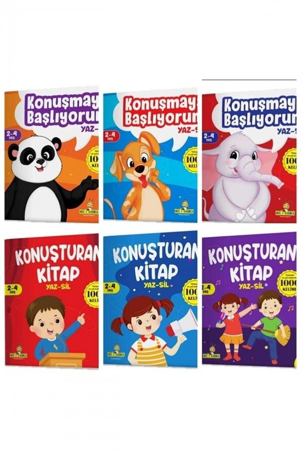 Konuşmaya Başlıyorum Ve Konuşturan Kitaplar Yaz-sil 6 Kitap 4 Kalem ürün görseli 1