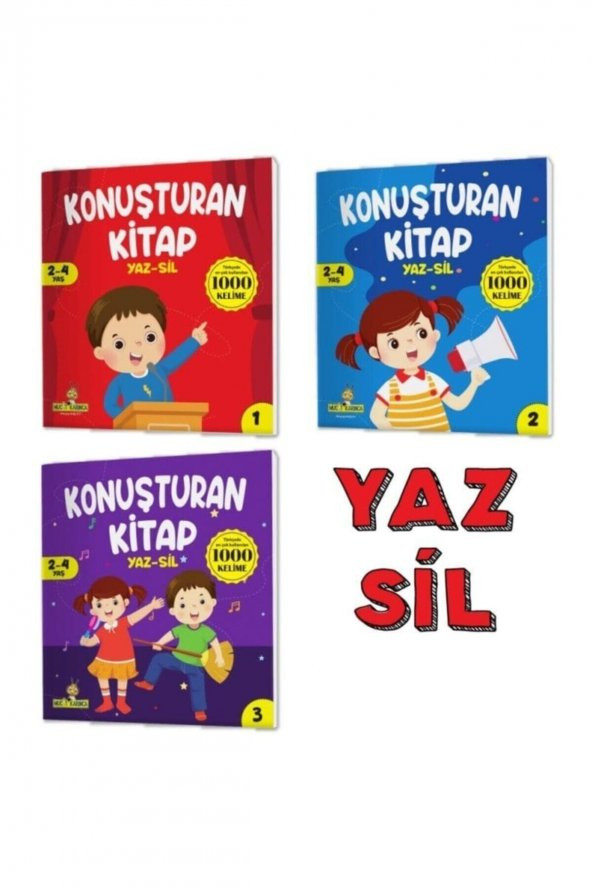 Konuşturan Kitap Serisi Yaz-sil Kitaplar (TÜRKÇEDE EN ÇOK KULLANILAN 1000 KELİME)- Okul Öncesi ürün görseli 1