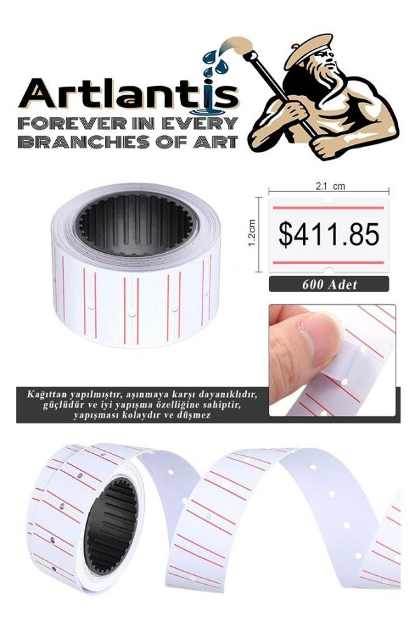 Fiyat Etiketi Beyaz 800lü 10 Paket 12x21mm Beyaz Fiyat Etiketi Mx-5500 M5500 Hg979 Motex Etiket Makinesi Yedeği ürün görseli 1