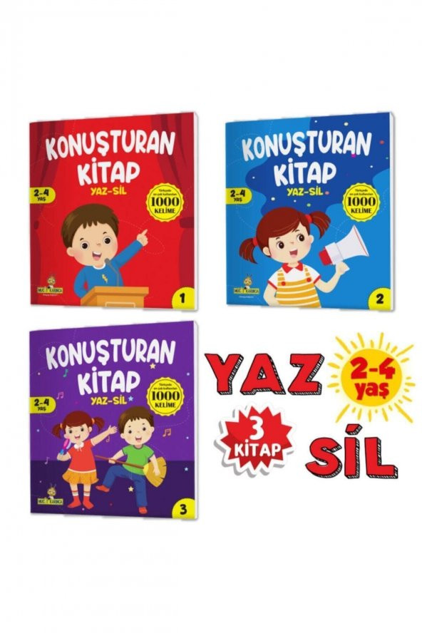 Konuşturan Kitap Serisi (türkçede En Çok Kullanılan 1000 Kelime) (2-4 Yaş) Yaz-sil Kitaplar ürün görseli 1