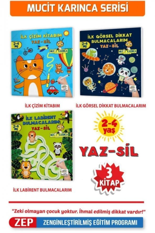 Yükselen Zeka 2-4 Yaş Mucit Karınca-2 Yaz-sil Kitaplar Serisi ürün görseli 1