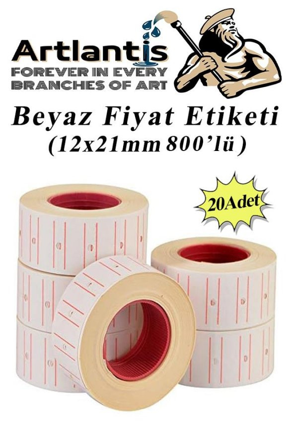 Fiyat Etiketi Beyaz 800lü 20 Paket 12x21mm Beyaz Fiyat Etiketi Mx-5500 M5500 Hg979 Motex Etiket Makinesi Yedeği ürün görseli 1