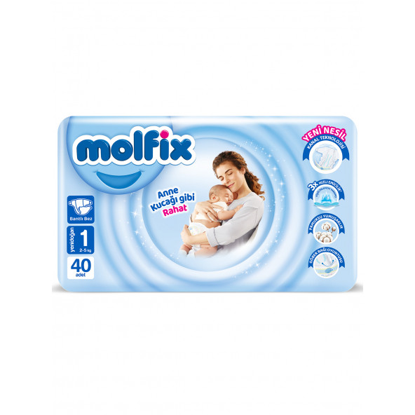 Molfix 1 Numara Yenidoğan 40'lı Bebek Bezi ürün görseli 1