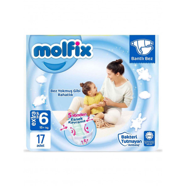 Molfix 6 Beden Extra Large 17'Li Bebek Bezi ürün görseli 1