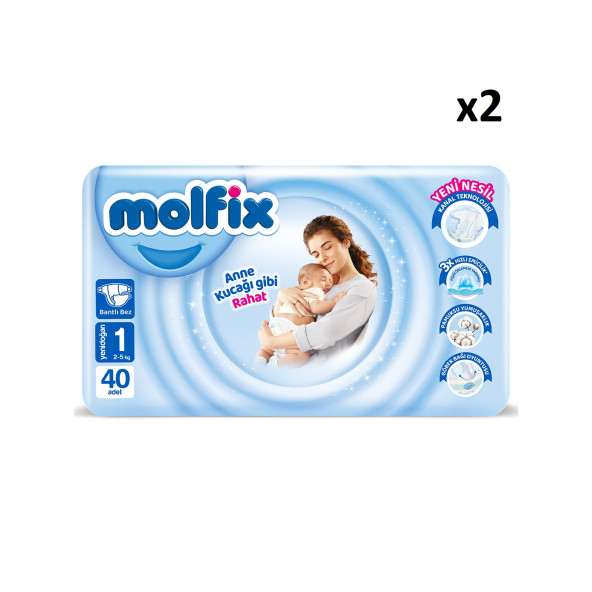 Molfix 1 Numara Yenidoğan 80'li Bebek Bezi ürün görseli 1