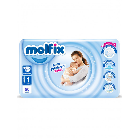 Molfix 1 Numara Yenidoğan 80'li Bebek Bezi - Resim 2
