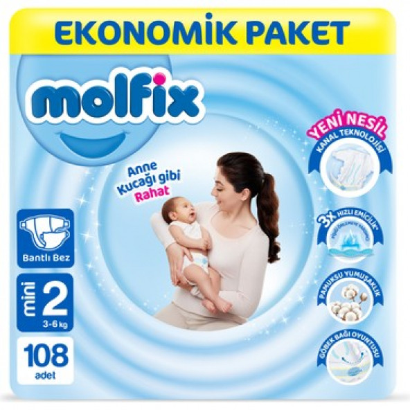 Molfix 2 Beden Mini 108'li Bebek Bezi ürün görseli 1