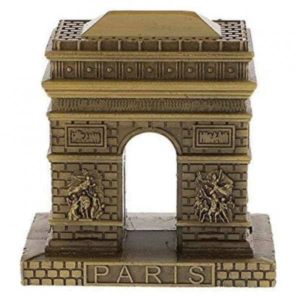 Vintage Metal Fransa Paris Zafer Kemeri Biblo Antik Bronz 8 cm ürün görseli 1