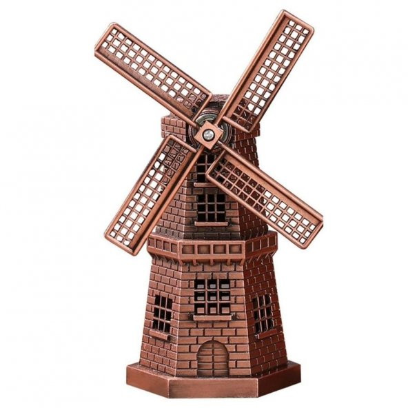 Vintage Metal Hollanda Yel Değirmeni Biblo Antik Bakır 17 cm ürün görseli 1
