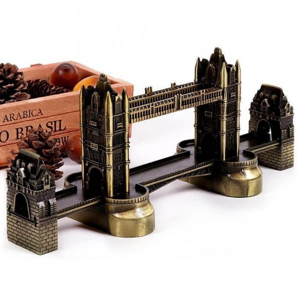 Vintage Metal İngiltere London Tower Bridge Biblo Antik Bronz 20 cm ürün görseli 1