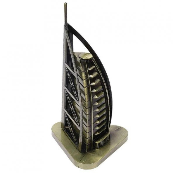 Vintage Metal Dubai Burj Al Arab Biblo Antik Bronz 16 cm ürün görseli 1